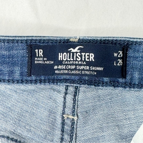 Hollister High Rise Crop Super Skinny Jeans Distressed Raw Hem 25” - Picture 14 of 17